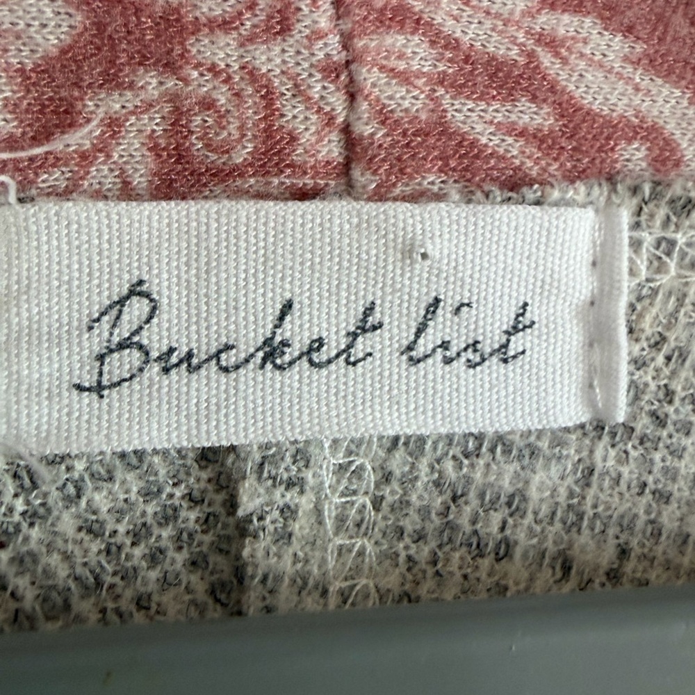 BUCKETLIST Pink & Gray Textured Fabric open front  cardigan size large - Picture 4 of 5